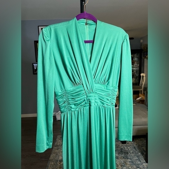 VINTAGE Lilli Diamond California Green Dress Medium - Picture 3 of 10